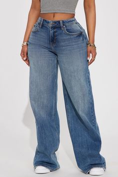 Available In Medium Wash. Wide Leg Jean 5 Pocket 10" Mid Rise 33.5" Inseam Low Stretch Disclaimer: Due To The Specialized Wash Process, Each Garment Is Unique. 59.4% Cotton 39.3% Polyester 1.3% Spandex Imported | Stick To It Baggy Jeans in Medium Wash size 22 Plus by Fashion Nova Baggy Jeans Outfit, Fasion Outfits, Dress Up Outfits, Mid Rise Jeans, Mens Activewear, Jeans Jumpsuit, Matching Dresses, Baggy Jeans, Jean Outfits