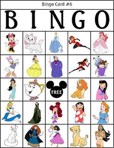 an image of a game board with cartoon characters on it and the words bingo written in black