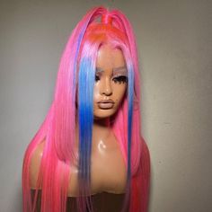 Product Details: Lace Front Wig Virgin Human Hair Custom Color Wig *Cap Style-Lace Front Wig *Material-Virgin Human Hair *Color-Same As Picture *Density-150% *Cap Size-Medium Human Hair Color, Ombre Wigs, Wig Cap, Pink Ombre, Pink Lace, Lace Front, Lace Front Wigs, Wig Hairstyles, Human Hair