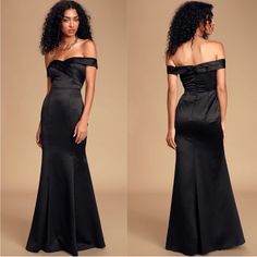 Off The Shoulder Black Sexy Gown. New And Never Worn With Tags Attached. Size Xs. Navy Blue Sequin Dress, Black Off The Shoulder Dress, Paradise Dress, Coral Maxi Dresses, Knit Gown, Dresses Lulus, White Lace Maxi Dress, Beaded Maxi Dress, White Lace Maxi