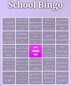 the words and phrases in this game are all arranged on purple squares with white letters