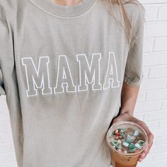 MAMA, but embroidered for a little extra touch that feels like fall. Comfort Colors® are a unisex fit...a lil boxy, midweight, and the slouchiest, most stylish and broken-in tee in your closet. 100% cotton. Grab your normal size or size up one to pair with biker shorts for extra style and comfort. *CARE INSTRUCTIONS: RECOMMEND AIR DRY OR TUMBLE DRY LOW HEAT* Mom Squad Shirt, Mom And Mini Shirts, Cricut Vinyl Shirts, Cricut Vinyl Shirts Ideas, Mama Graphic Tees, Twin Mom Shirt, Mama Shirts Vinyl, Circuit Shirt Ideas, Machine Embroidery Ideas