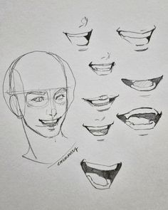 a drawing of different faces and mouths