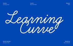 the words learning curve are written in white ink on a blue background with an image of a