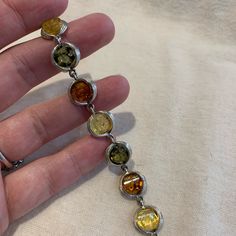 Natural Multi Color Amber Bracelet. Sterling Silver. Measurements Are On The Pics. New! Colorful Silver Jewelry, Funky Silver Jewelry, Whimsigoth Bracelet, Vintage Jewelry Silver, Chunky Jewelry Silver, Silver Jewelry Stack, Prehnite Jewelry, Silver Bracelet Stack, 90s Jewelry