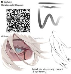 an anime character with white hair and blue eyes is looking at the qr code