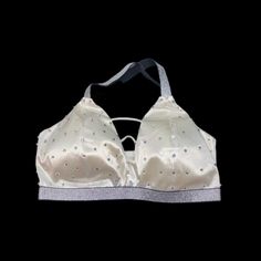 Welcome To My Closet! Sparkly Satin Bra Top With Crystals! More Info; New Size Xs 30/32” Padded Fitted Bra Elastic Bottom Any Questions Please Comment Offers Welcome! Satin Bra, Bralet Tops, Bra Sizes, White Silver, Bra Tops, Women's Intimates, New Color, Bra, Satin