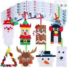 christmas decorations made out of paper and stickers on a white background with clippings