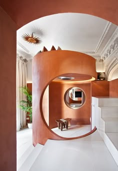 the interior of a house with an unusual design