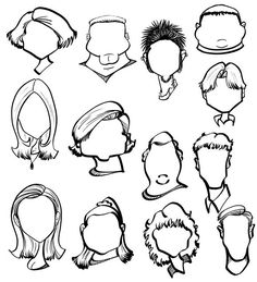 a set of cartoon people's heads with different hair styles and hairstyles