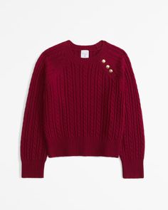 girls cable button crew sweater | girls tops | Abercrombie.com Spring Sweaters, Winter Teacher Outfits, Girls Jumpers, Cable Knit Jumper, Open Front Sweater, Stitching Details, Spring Sweater, Soft Sweater, Abercrombie Kids