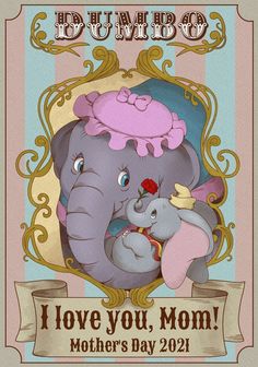 a mother's day card with an elephant and her baby