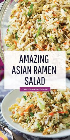 This ridiculously amazing Asian ramen salad will have you and your guests going back for thirds and fourths. Everyone will be asking for the recipe and you'll want to bring this easy dish to every potluck! #ramensalad #asianramensalad Asian Ramen Salad, Asian Ramen, Salad Quinoa, Ramen Noodle Salad, Ramen Salad, Pasta Carbonara