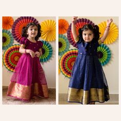 Indian traditional Baby Girl Lehenga Choli, Kids Dress, Indian Kids Dress, Lehenga Choli for Kids Girls, Party Wear, Chaniya Choli, Ethnic Wear, Ghagra Choli made in Traditional chanderi silk, it is a Handcrafted ready-made frock/ gown for girl kids suitable for any occasions like Wedding, birthday gifts, and even for bridesmaid. It is multipurpose crop top skirt set which can also be used as party wear, Casual and Traditional occasions, Festive wear etc. this Comfortable and Cute Looking Kids Girl's Lehenga Choli comes in 3 color variants magenta, black and navy blue fabric in top is chanderi silk with zari buti, flair part comes in box pleated soft organza material with a puff sleeve in chandri with beautiful border with Metalic zip closure in back for a comfortable wear. This latest tre Puff Sleeve Indian Dress, Ethnic Dress For Baby Girl, Kids Choli Designs Latest, Traditional Short Sleeve Dresses For Navratri, Festive Handloom Dress For Navratri, Festive Handloom Dresses For Festivals, Festive Navratri Dress With Short Sleeves, Navratri Festive Dress With Short Sleeves, Festive Handloom Dresses