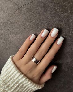 Square French Tip Nails Short, Square Nails Design, Gucci Nails, Milky Nails, Square Nail, Hello Nails, Romantic Nails, Casual Nails, Work Nails