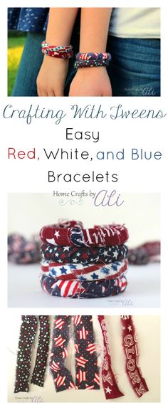 Preschool Craft Activities, Blue Bracelets, Patriotic Bracelet, July Outfits, Girl Scout Juniors, Patriotic Jewelry, Operation Christmas Child, Patriotic Crafts, 4th Of July Outfits