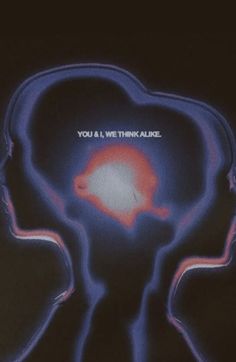 the silhouette of a person's head is shown in blue and red with words on it