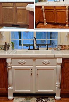 the kitchen has many different types of cabinets and drawers in it's center island