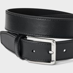 Whether you’re working in the office or lunching with friends, this Dress Belt from Goodfellow & Co™ adds the perfect finishing touch to your look. This dress belt is made from bonded leather for a comfortable and classic look. It also has a shiny silver buckle closure to complete the classy look and allows you to get a customized fit with multiple holes and loop. Pair with any of your pants to feel great all day. Goodfellow & Co™: Where style & fit are always in good company. Black Belt For Office Wear, Fitted Black Belt For Office, Black Belt For Workwear, Fitted Black Belt For Workwear, Classic Black Belt For Workwear, Classic Black Belt For Work, Shipt Shopper, In Good Company, Dress Belt