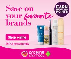 an advertisement for beauty products with the words save on your favorite brands shop online t & g