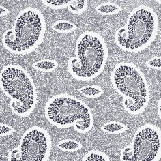 a blue and white paisley print fabric