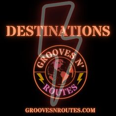 the words destinations and arrows are lit up in front of a black background with an orange arrow