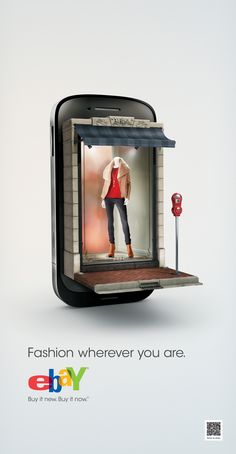 an advertisement for ebay's fashion collection is displayed on a cell phone screen