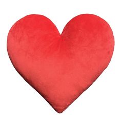 a red heart shaped pillow on a white background