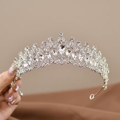 Bridal Tiara Headpiece Silver Color Crystal Wedding Crown Hair Accessories Women Birthday Party Rhinestone Crowns Wedding Crown Hair, Crystal Wedding Crown, Rhinestone Bridal Jewelry, Wedding Hairstyles With Crown, Crown Hair Accessories, Women Birthday Party, Crystal Crown Wedding, Tiara Headpieces, Unicorn Jewelry