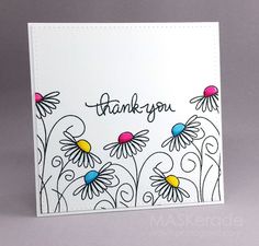 a handmade thank you card with daisies