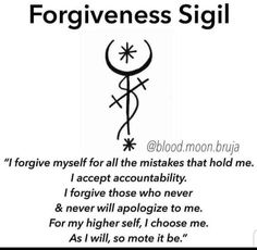 Sigil For Hair Growth, Forgiveness Sigil, Wiccan Symbols, Witch Tattoo, Witch Spirituality, Magic Spell Book, Healing Codes, Eclectic Witch