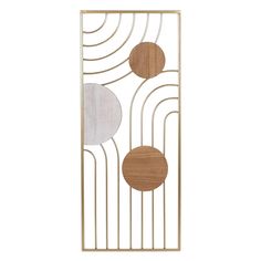 a metal and wood door with circles on it