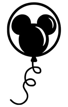 a black and white mickey mouse balloon with a string attached to it's side