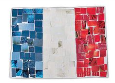 the flag of france is made up of small squares of red, white and blue tiles