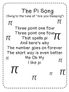 the pi song is shown in black and white with an image of two pis on it