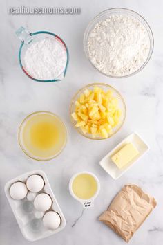 the ingredients for this recipe include eggs, flour, butter and other things to make it