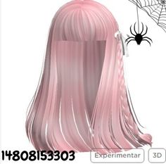 an image of a pink wig with long hair and spider web on the back ground