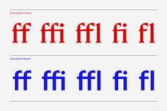 two different type of font that appear to be in red and blue, with the letters f