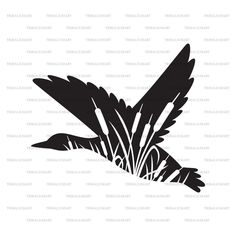 a black and white silhouette of a bird flying through the air with its wings spread out