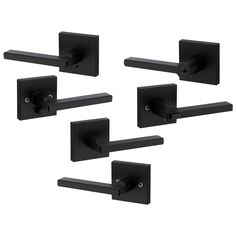 four black square handles on a white background