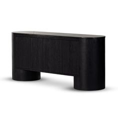 the sideboard is made out of black wood