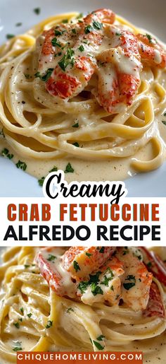 creamy crab fettuccine alfredo recipe with shrimp