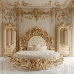 Round Bed Designs, Royal Luxury Bedroom Design, Luxury Bedroom Interior, Circle Bed, Princess Vibe, Bed Idea, Royal Bedroom, Beautiful Furniture Pieces, Fall Decorating Ideas