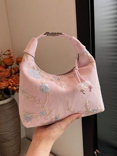 Bird in Bag - Lovely Floral Tote Bag for Women Spring Shopping Evening Shoulder Bag, Spring Rectangular Evening Bag With Removable Pouch, Spring Party Tote Bags, Spring Party Bags With Double Handle, Spring Handheld Evening Bag For Shopping, Spring Handheld Hobo Bag, Single Handle Pouch Bag, Spring Pouch Shoulder Bag, Spring Pouch Shoulder Bag With Handles