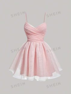 Free Returns ✓ Free Shipping✓. SHEIN MOD Solid Ruched Bust Mesh Overlay Pink Cami Dress- Women Short Dresses at SHEIN. Pink Confirmation Dresses, Pink Damas Dresses, Pink Grad Dresses Short, Pink And Black Dress Outfit, Prom Dresses Ideas Short, Baby Pink Short Dress, Pink Dress Shein, Preppy Party Outfit, Pink Chiffon Dress Short