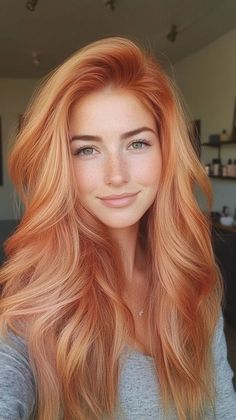 Hair Color Amber Blonde, Blond Rose, Ginger Hair Color, Pretty Hair Color, Copper Hair