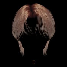 the back of a woman's head with long blonde hair in front of a black background