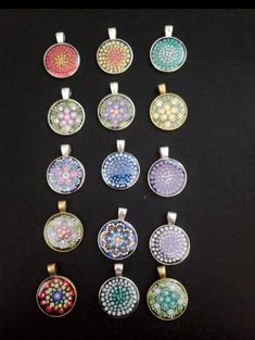 3cm Circular Stainless Steel Necklace Pendant. Has handpainted mandala dot art in the center covered with epoxy resin. Inspired Outfits, Mandala Dot Art, Mandala Jewelry, Mandala Necklace, Mandala Dots, Dot Art, Steel Necklace, Dot Painting, Dots Art