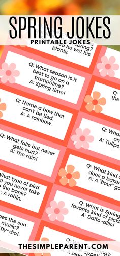 the printable spring jokes game is shown with text that reads, what does it mean to