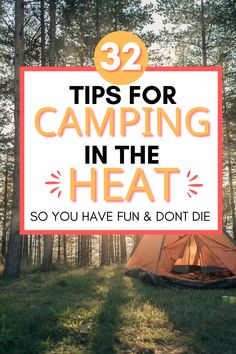 Camping tent in the woods with sunshine streaming in the trees Camping In The Summer, Weekend Camping, Hot Weather Camping, Dry Camping Hacks, Dry Camping Tips, Camping Tips, How To Stay Cool While Camping, Summer Camping, Tent Camping In The Rain Hacks